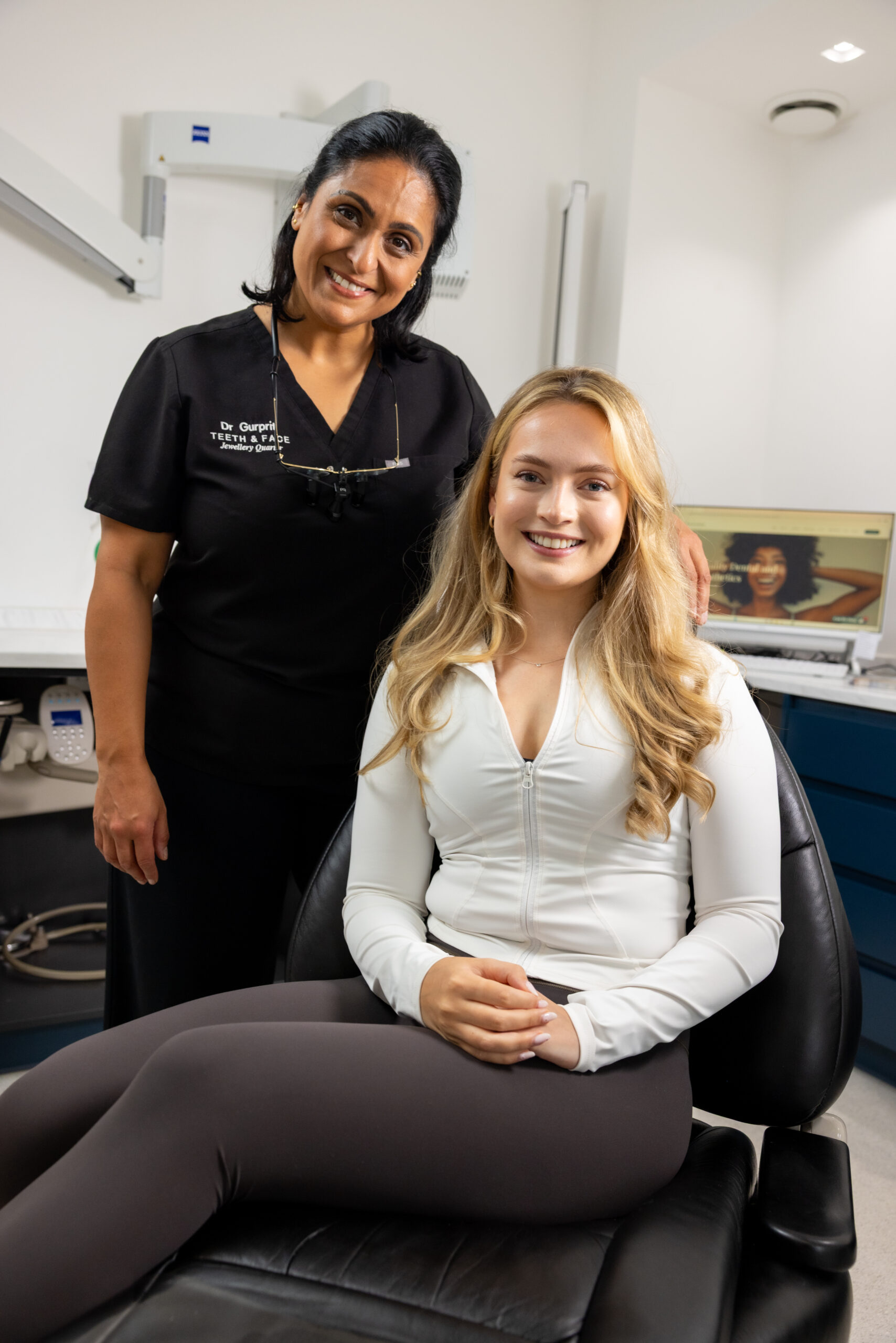 Dr Gurprit with Smile Maekover Patient at Teeth & Face Birmingham
